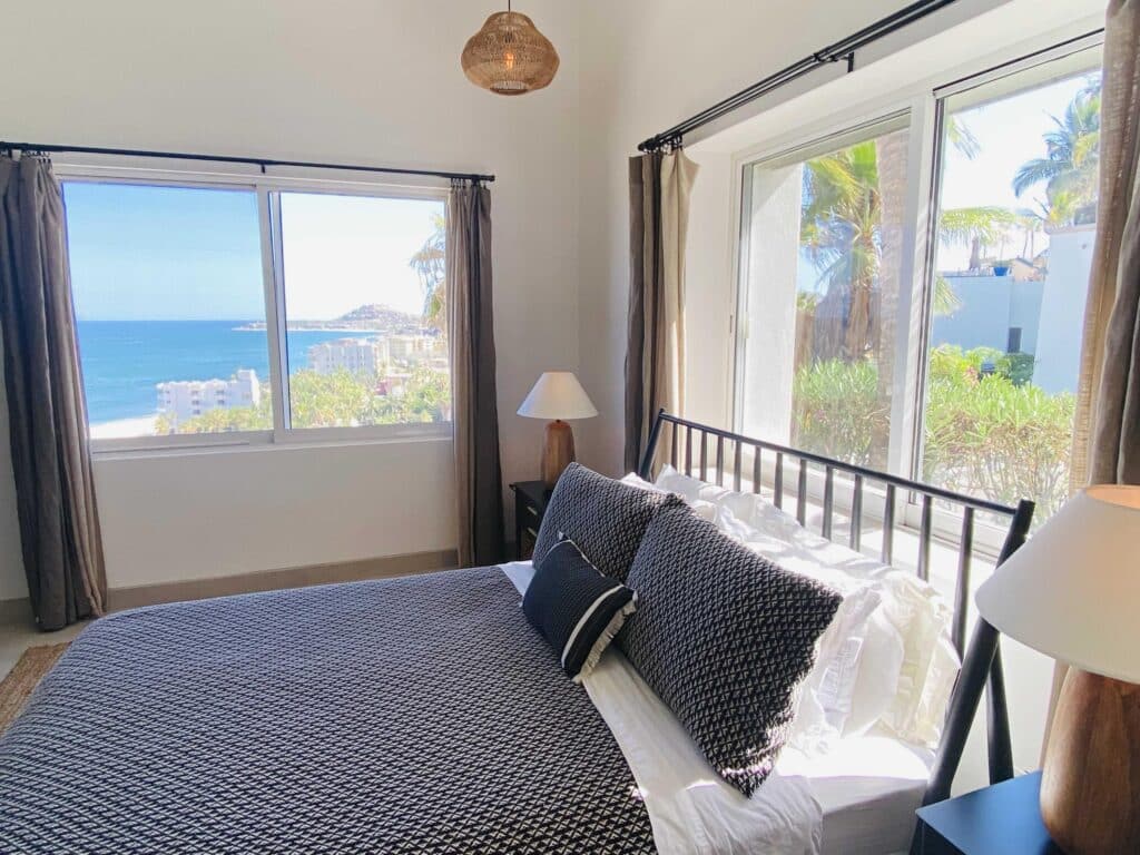 View in the bedroom with the sea in the background